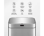 80L Dual Rubbish Bin Sensor Recycling Kitchen Waste Trash Garbage Can Stainless Steel Silver