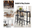 Costway 3PC High Bar Table Stools Set, Modern Dining Table and Chairs, Pub Cafe Kitchen Home Furniture, Black