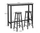 Costway 3PC High Bar Table Stools Set, Modern Dining Table and Chairs, Pub Cafe Kitchen Home Furniture, Black