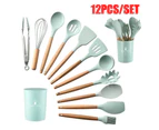 NOVBJECT 12pcs/set Non-Stick Silicone Kitchen Utensil Spatula Spoon Cooking Tool Cookware