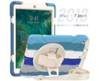 HY Rugged Protective Tablet Cover With Shoulder Strap for iPad 9.7 inch-Blue