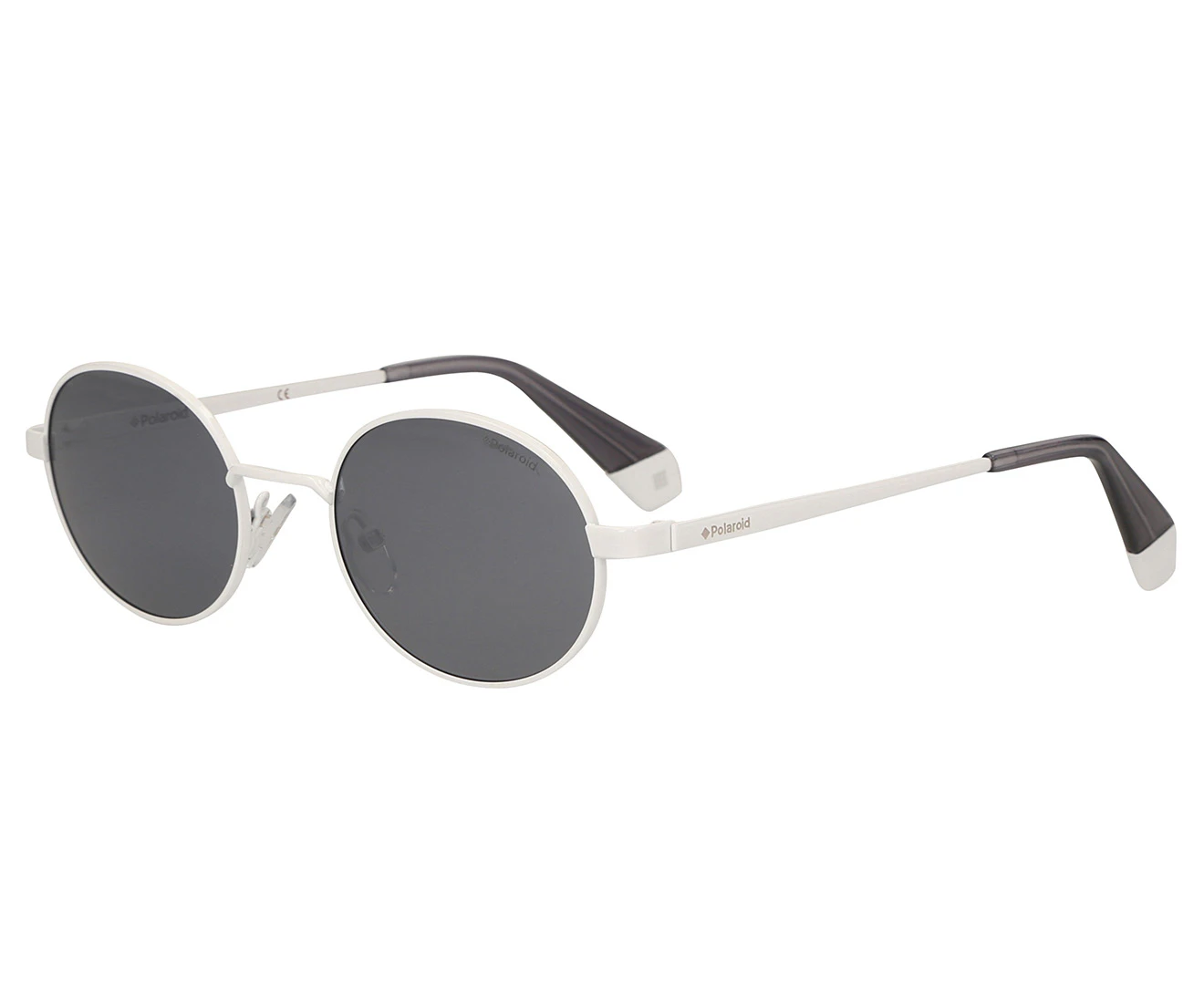 Polaroid Unisex 6066 Round Polarised Sunglasses - White/Black