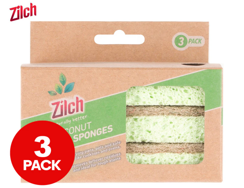 Zilch Naturally Better Coconut Scourer Sponges 3pk