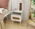 Lifely Kailua Rattan Bedside Table in White - White