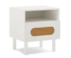 Lifely Kailua Rattan Bedside Table in White - White