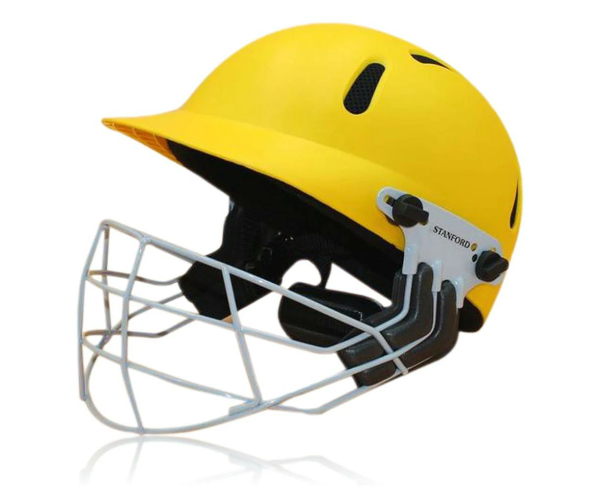 Buffalo Sports Platinum Cricket Helmet - BSI Compliant Golden Yellow