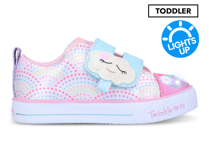 Skechers Toddler Girls' Shuffle Lite Cloud Dreamin Sneakers - White Multi