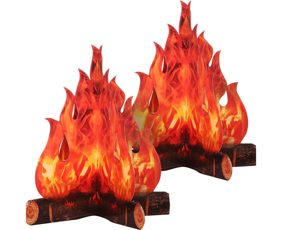 Bestier 3D Decorative Cardboard Bonfire Center Artificial Fire Fake Flame Paper Party Decoration -Red Orange