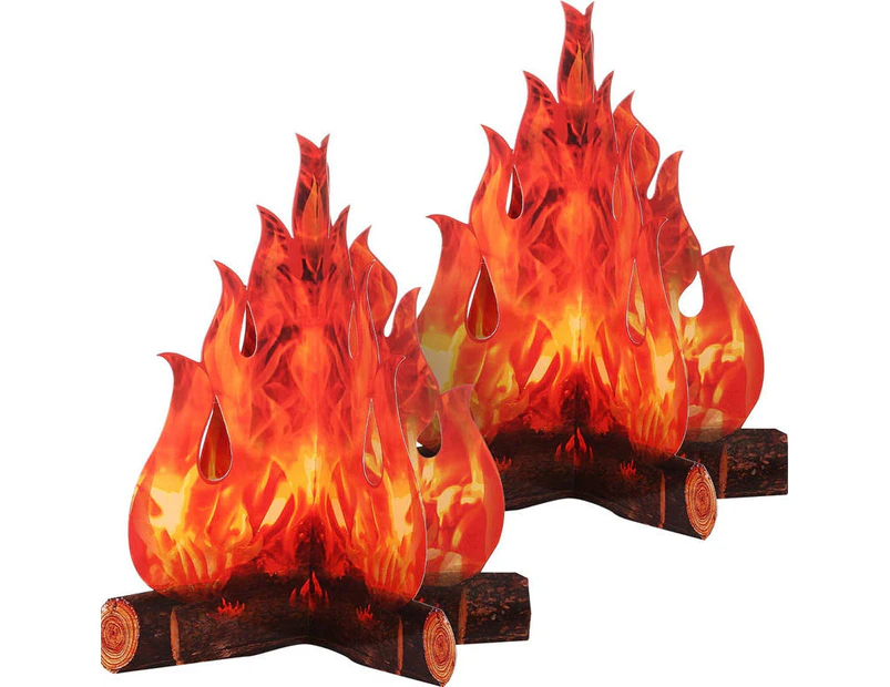 Bestier 3D Decorative Cardboard Bonfire Center Artificial Fire Fake Flame Paper Party Decoration -Red Orange