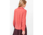 Womens Euro Edit Concealed Button Shirt Coral