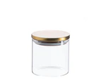 Argon Tableware Glass Storage Jar with Metal Lid - Modern Contemporary Kitchen Food Storage Canister - Silicone Seal - 550ml - Gold