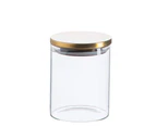 Argon Tableware Glass Storage Jar with Metal Lid - Modern Contemporary Kitchen Food Storage Canister - Silicone Seal - 750ml - Gold
