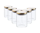 Argon Tableware Glass Storage Jars with Metal Lids - Modern Contemporary Kitchen Food Storage Canister - Silicone Seal - 750ml - Gold - Pack of 6