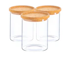 Argon Tableware Glass Storage Jars with Cork Lids - Modern Contemporary Kitchen Food Storage Canister - 750ml - Pack of 3