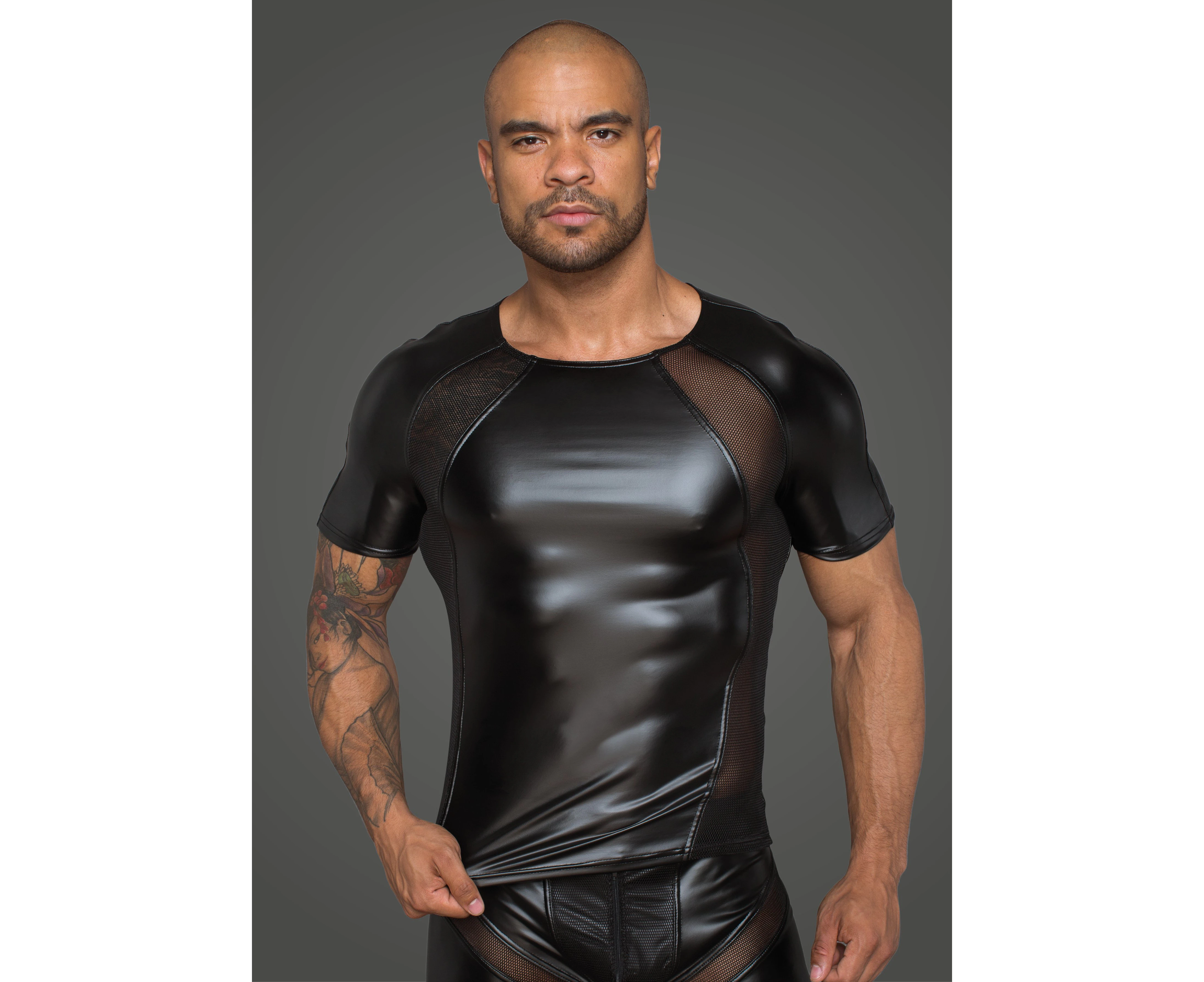 Power Wetlook Men T-shirt With 3D Net