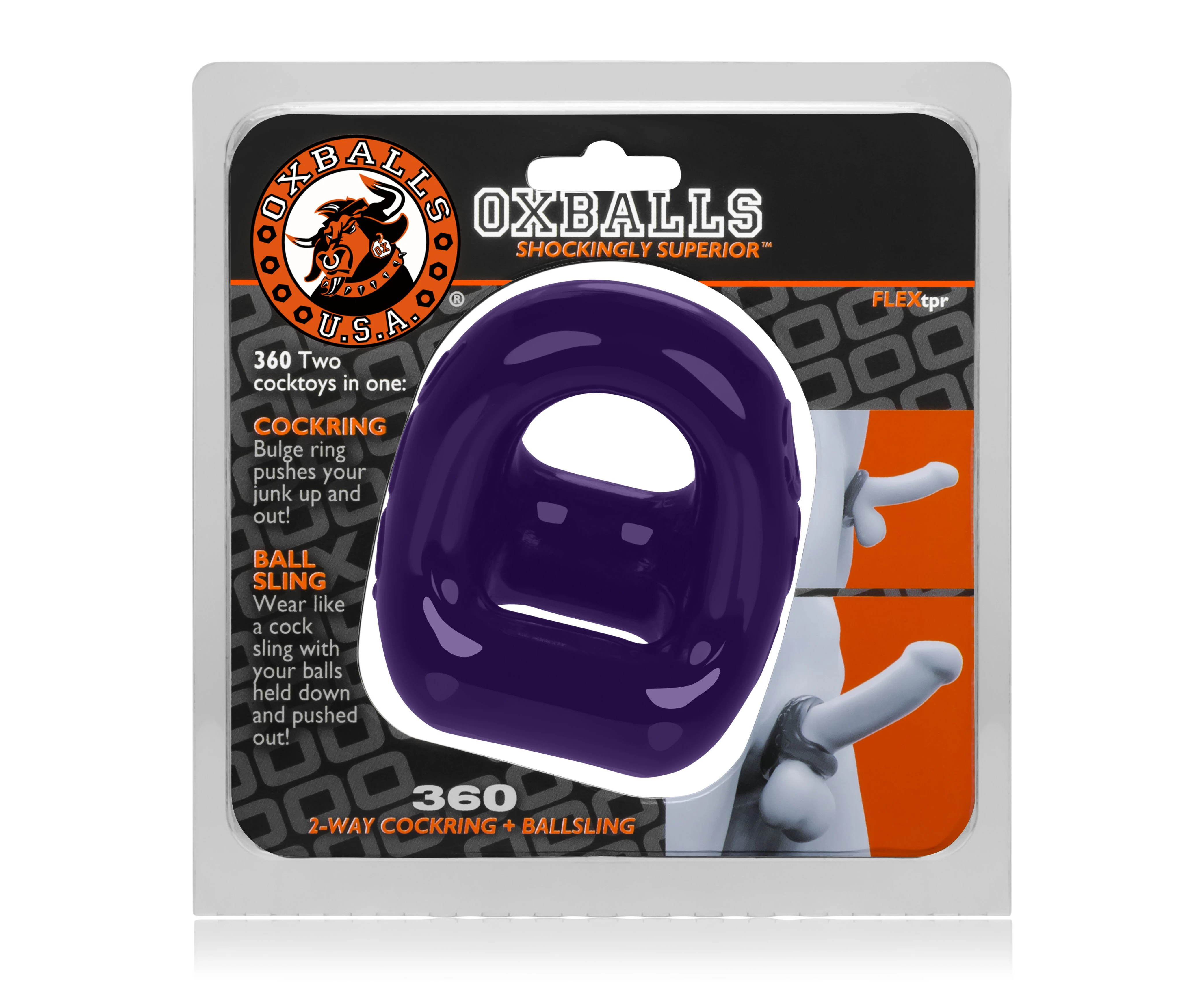 Oxballs 360 Dual Use Cock Ring Eggplant Purple Versatile Pleasure Enhancer For Men