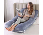 Advwin 55" U Shaped Full Body Support Pillow For Pregnant Women Grey