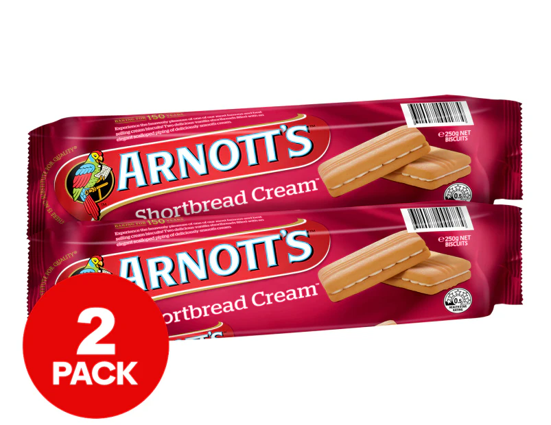2 x Arnott's Shortbread Cream Biscuits Original 250g