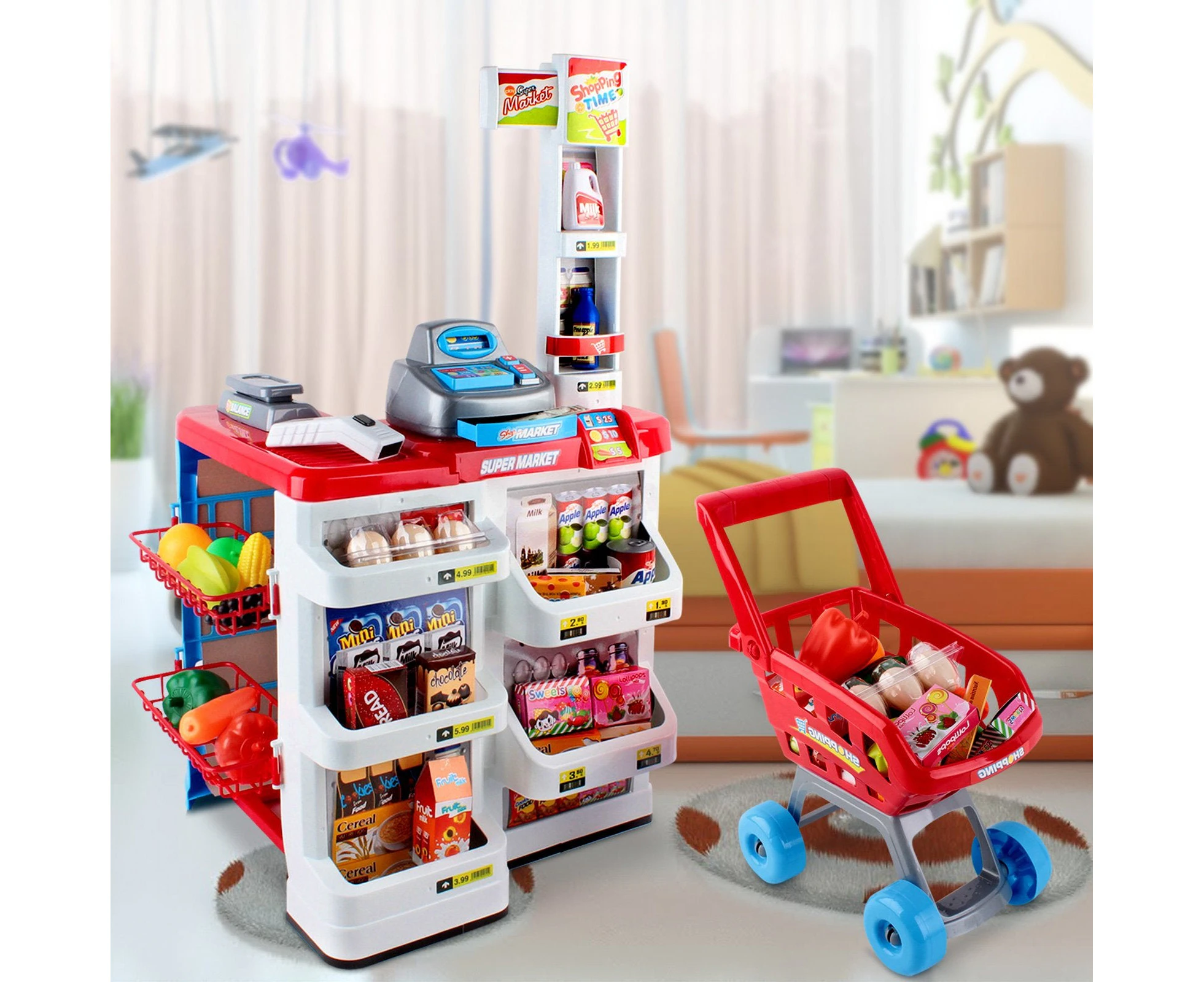 24 Piece Kids Super Market Toy Set - Red & White