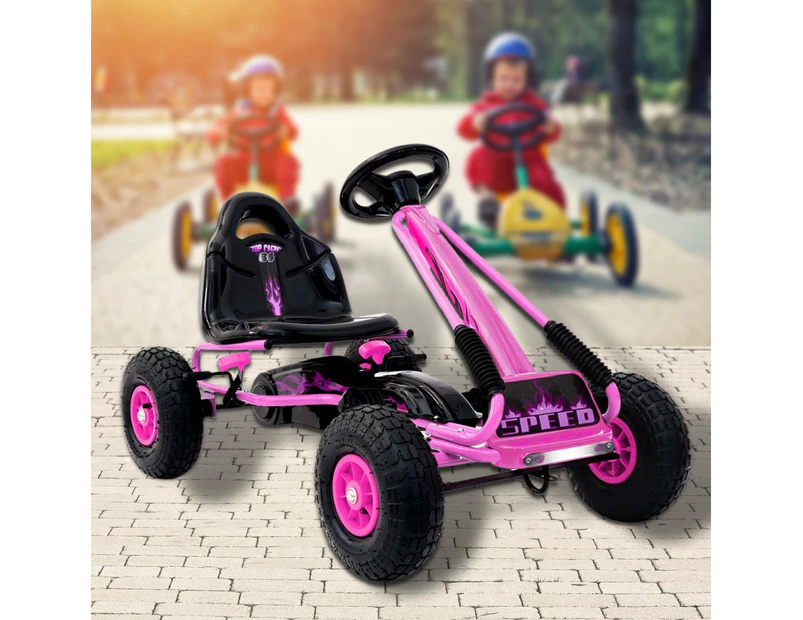 Kids Pedal Power Go Kart Ride On Racing Car Pink and Black