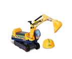 Kids Ride On Car Construction Vehicle Excavator Yellow with Helmet