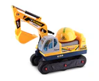 Kids Ride On Car Construction Vehicle Excavator Yellow with Helmet