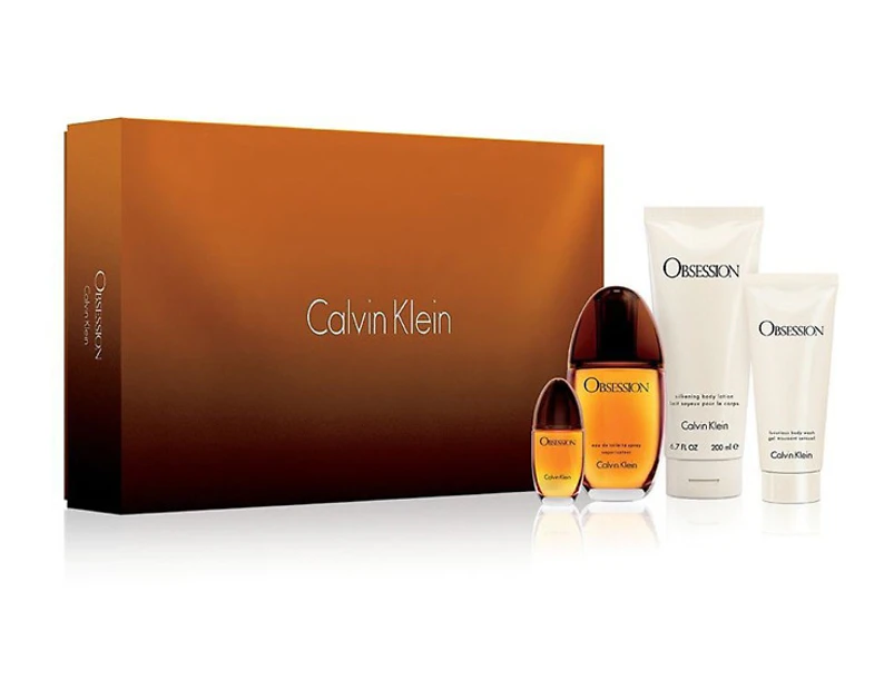 Calvin Klein Obsession For Women  4 Pc Gift Set EDP Spray 15ml/0.5oz EDP Spray 100ml/3.4oz Shower Gel 200ml/6.7oz Body Lotion 100ml/3.3oz