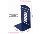 MadeSmart 1 Pair Heavy Metal Telephone Booth Bookshelf Non Skid Sturdy Decorative Gift for Office Library-Blue