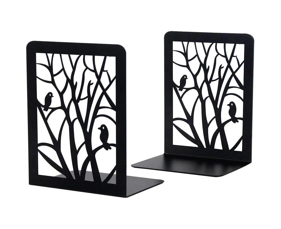 MadeSmart 1 Pair Bird Book Ends Decorative Bookends for Heavy Books for School Home Office-Black