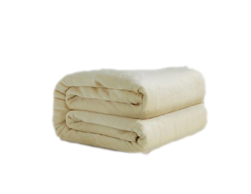 Super Soft Fleece Blanket 220Gsm Light Weight Throw Bedspread - Light Yellow