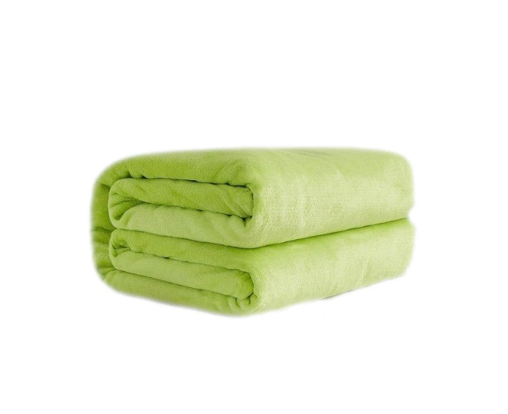 Super Soft Fleece Blanket 220Gsm Light Weight Throw Bedspread - Lime Green