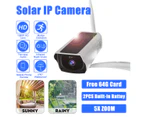 1080P Solar Powered Camera Wireless WiFi IP Outdoor Security Home +Battery &Card