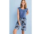 Womens Capture Cotton Shorts Blue Print