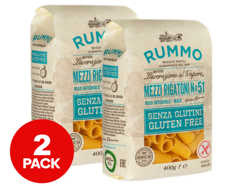 2 x Rummo Gluten Free Rigatoni No 50 400g 