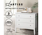 Artiss 3 Chest of Drawers  - BRITTANY White