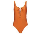 All About Eve Women's One Piece Tie Up Swimsuit - Copper