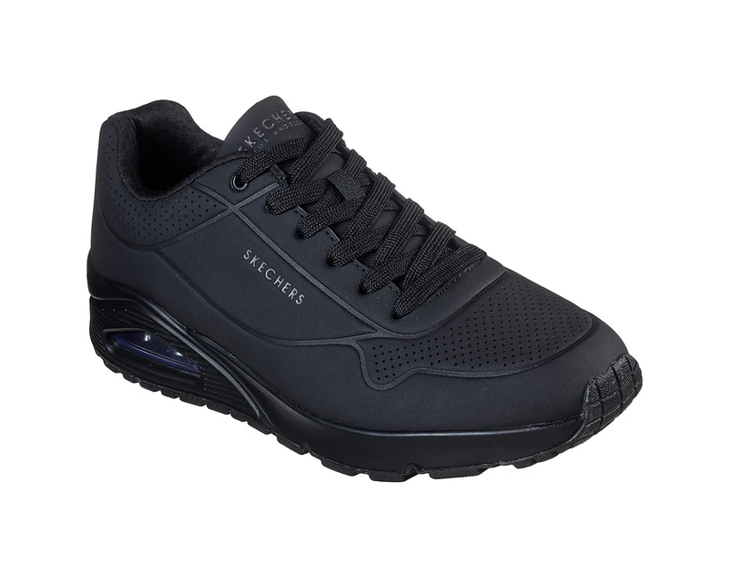 Mens Skechers Uno - Stand On Air Black/Black Sneaker Shoes