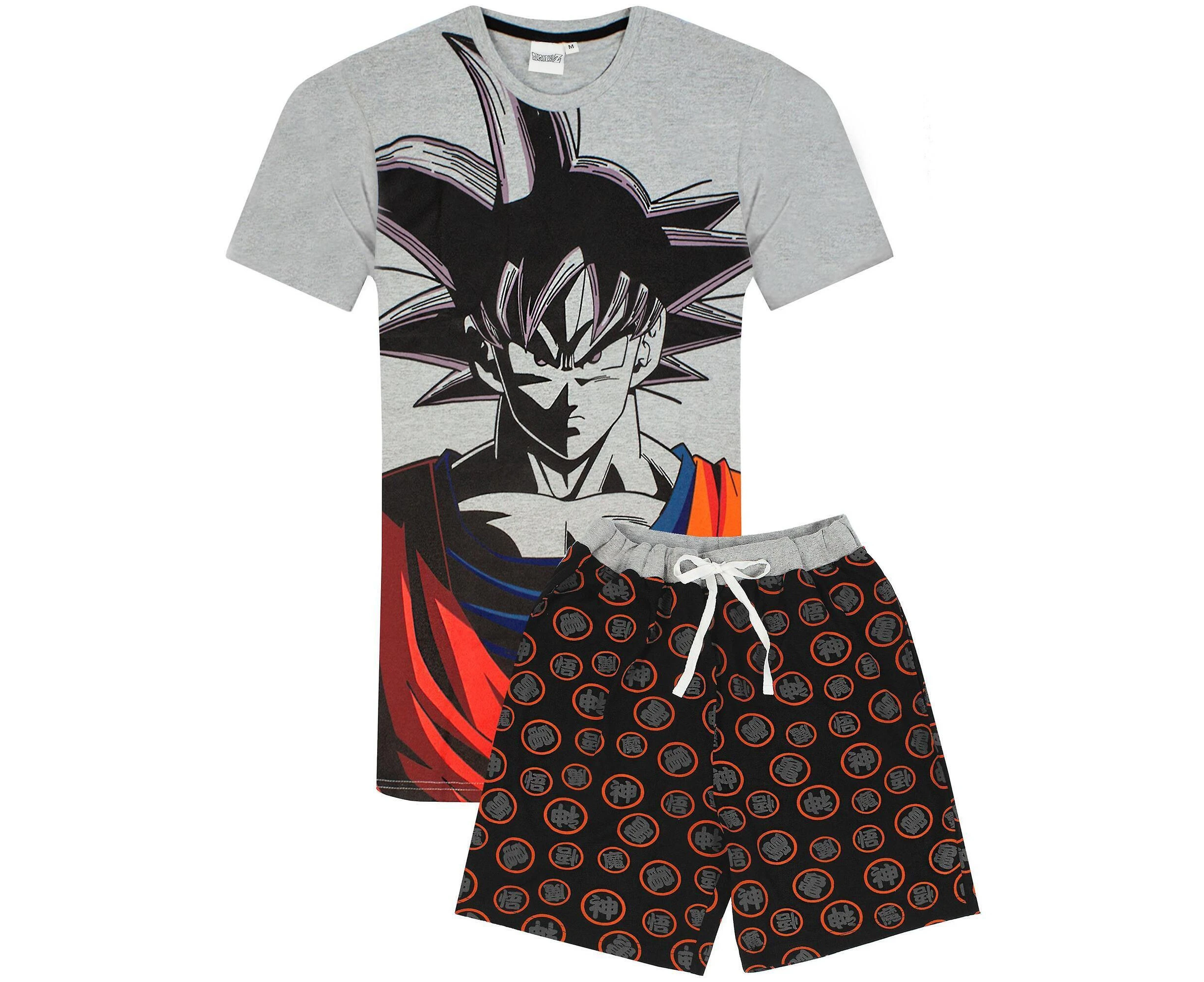 Dragon Ball Z Mens Goku Short Pyjama Set (Grey/Black/Red) - NS6027