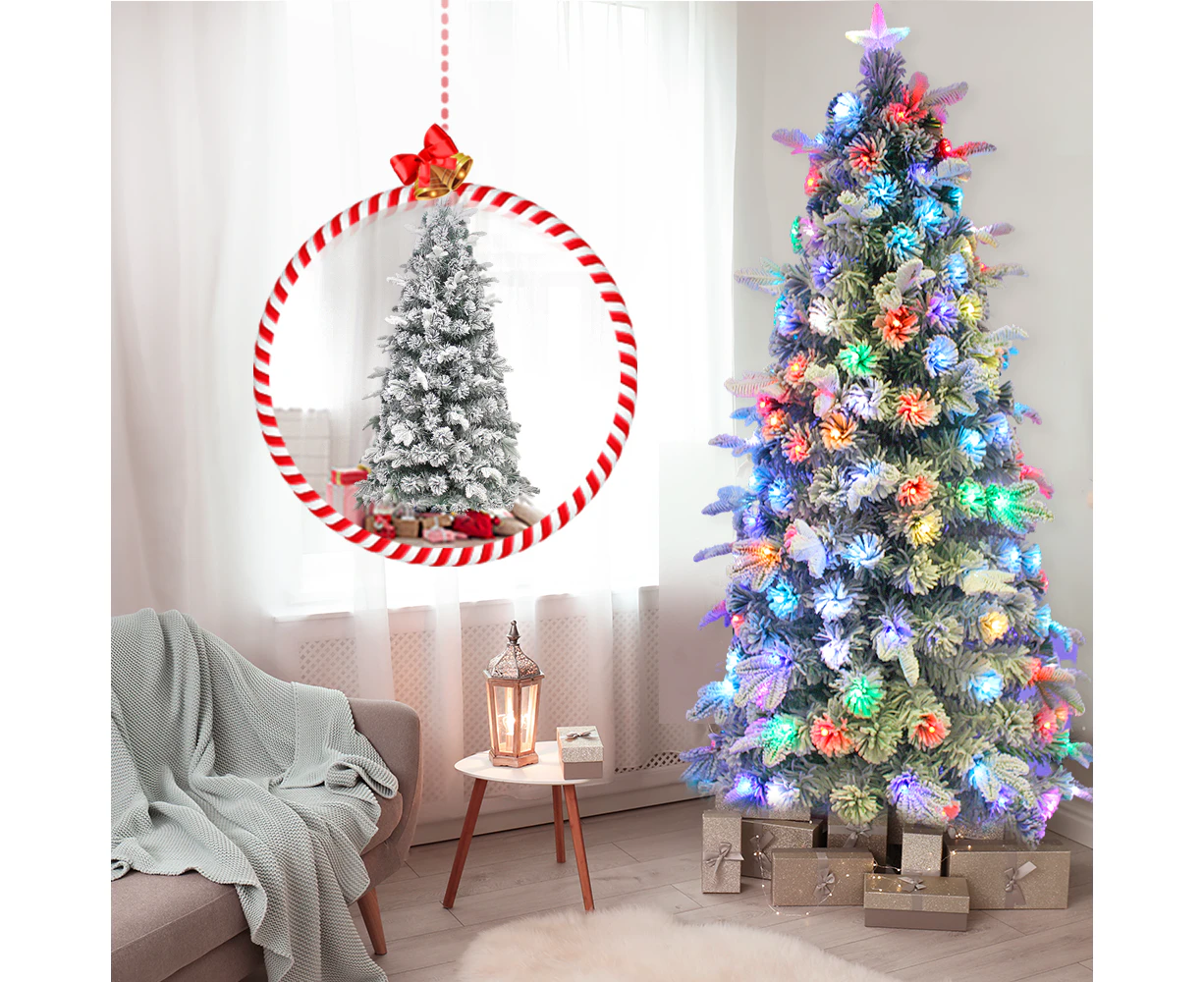 Christmas Snow Flocked Artificial Pine Tree 150 CM Ultra Bright Flashing LED Light