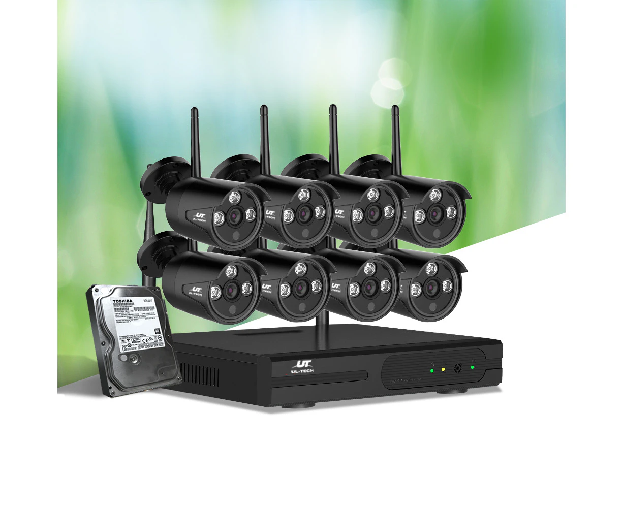 UL-Tech Wireless CCTV Security System 8CH NVR 3MP 8 Bullet Cameras 2TB