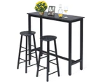 Giantex 3 Pieces Bar Table Set with 2 Stools w/ Solid Metal Frame & Faux Marble Top for Small Space for Dining Room Living Room Bar,Black