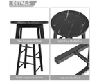 Giantex 3 Pieces Bar Table Set with 2 Stools w/ Solid Metal Frame & Faux Marble Top for Small Space for Dining Room Living Room Bar,Black