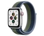 Apple Watch SE (GPS + Cellular) 40mm Silver Aluminium Case with Abyss Blue/Moss Green Sport Loop 1