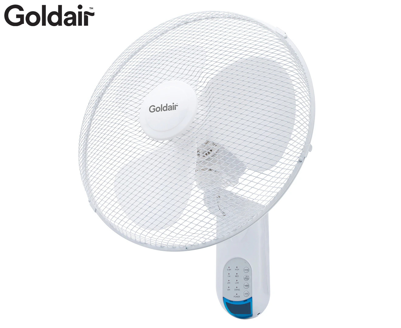 Goldair 3-Speed 40cm Oscillating Tilt Wall Fan Hanging w/ Timer/Remote White