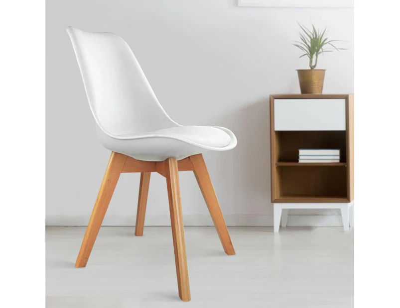 Set of 2 Padded Dining Chair - White