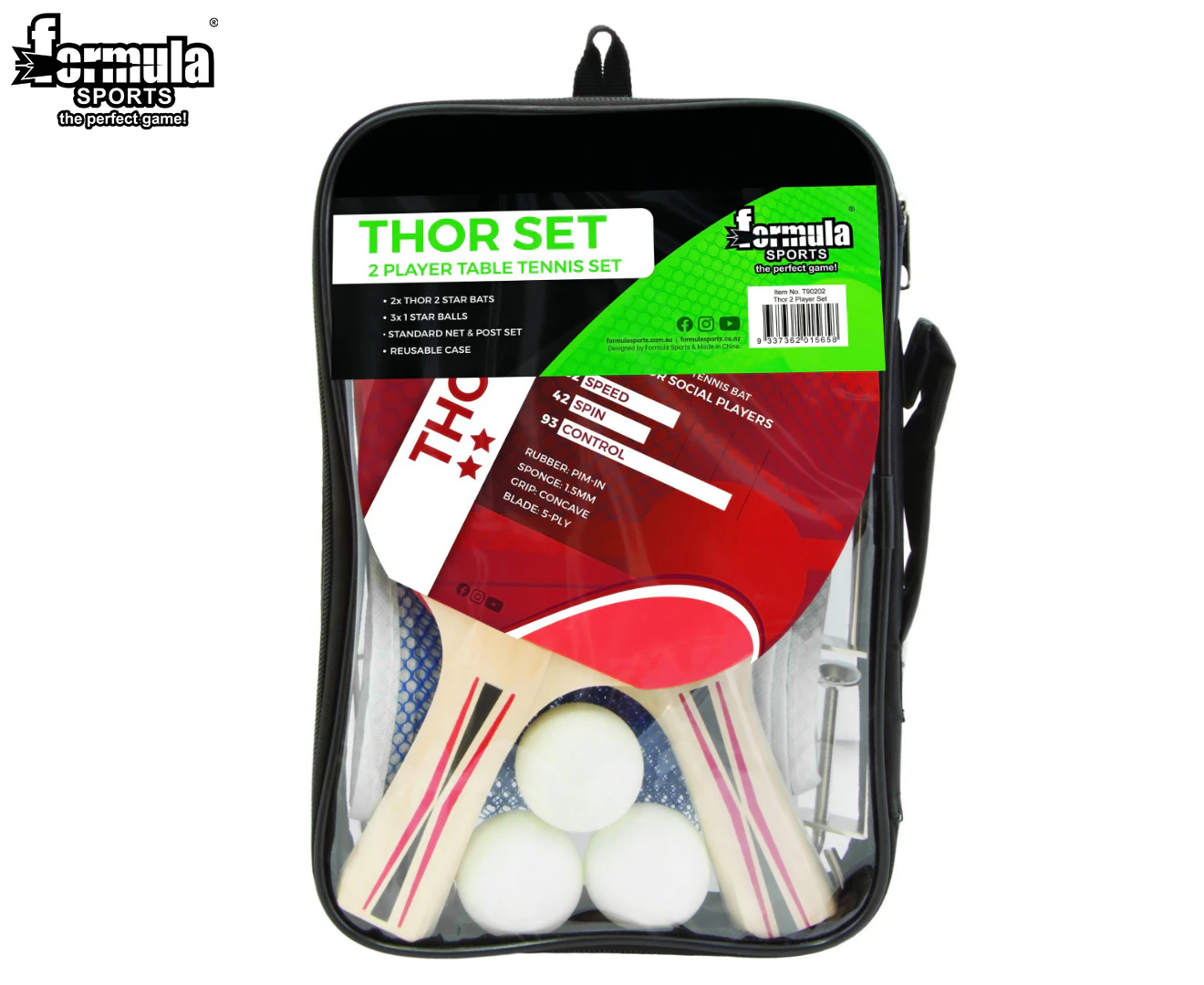 Formula Sports Thor Racket/Net/Post Table Tennis Ping Pong Game 2 Player Set