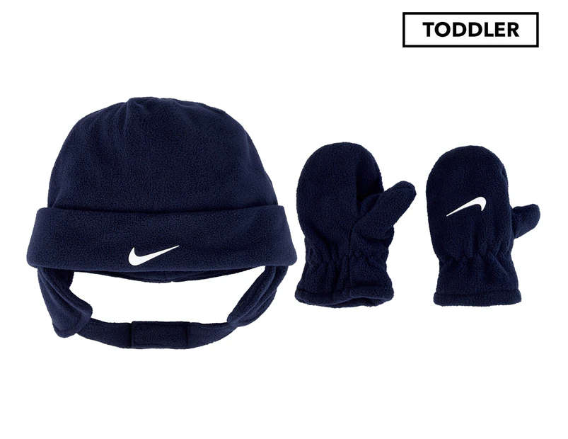 Nike Toddler Boys' 2-Piece Swoosh Fleece Cap & Glove Set - Obsidian