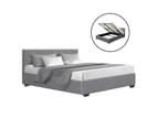 Artiss Gas Lift Bed Frame Storage Base Grey Fabric Nino Collection 2