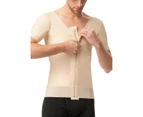 Isavela Male Short Sleeve Post Surgical Compression Vest Garment w/Zipper - Beige
