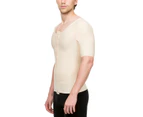 Isavela Male Short Sleeve Post Surgical Compression Vest Garment w/Zipper - Beige